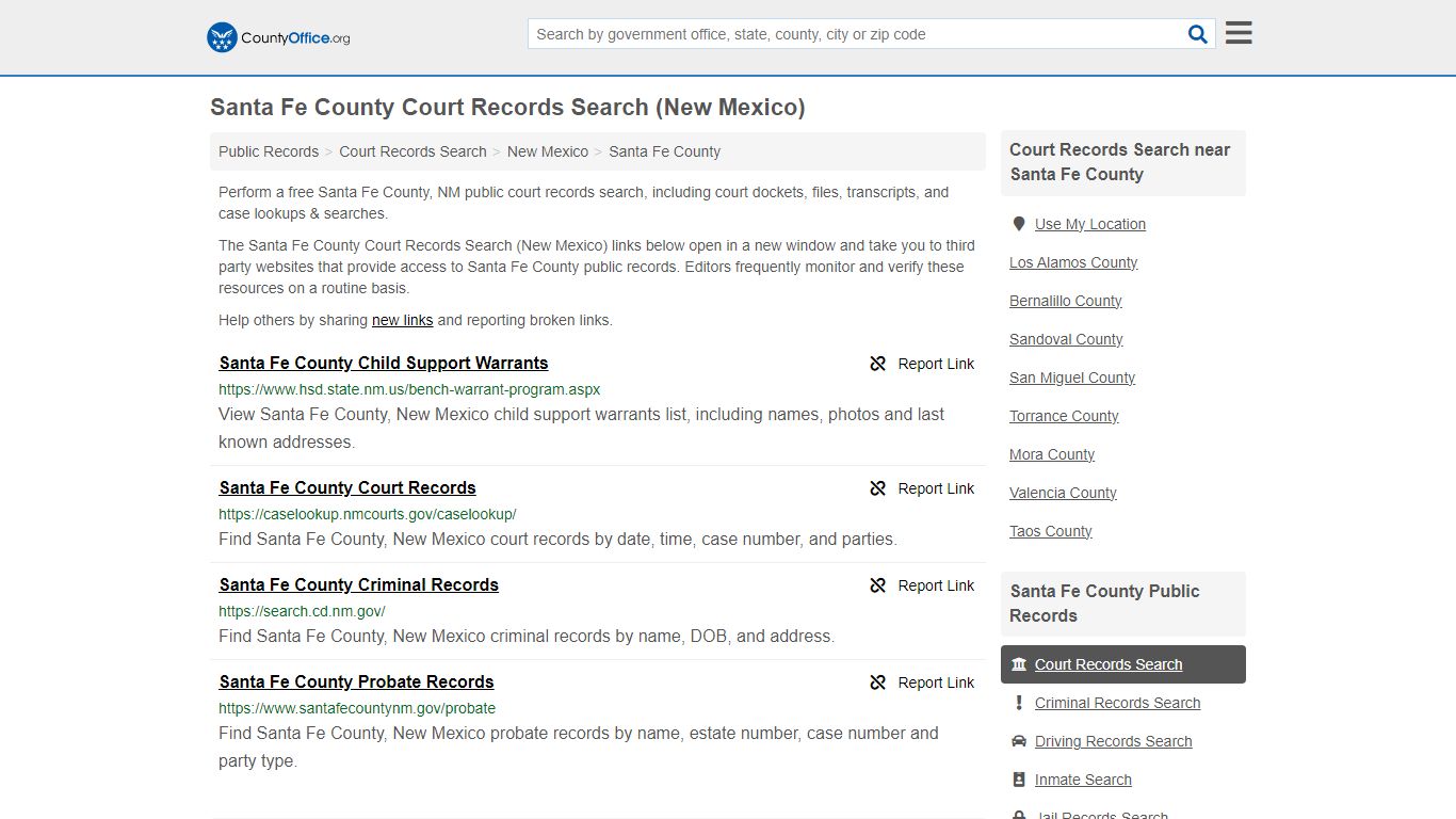Santa Fe County Court Records Search (New Mexico) - County Office