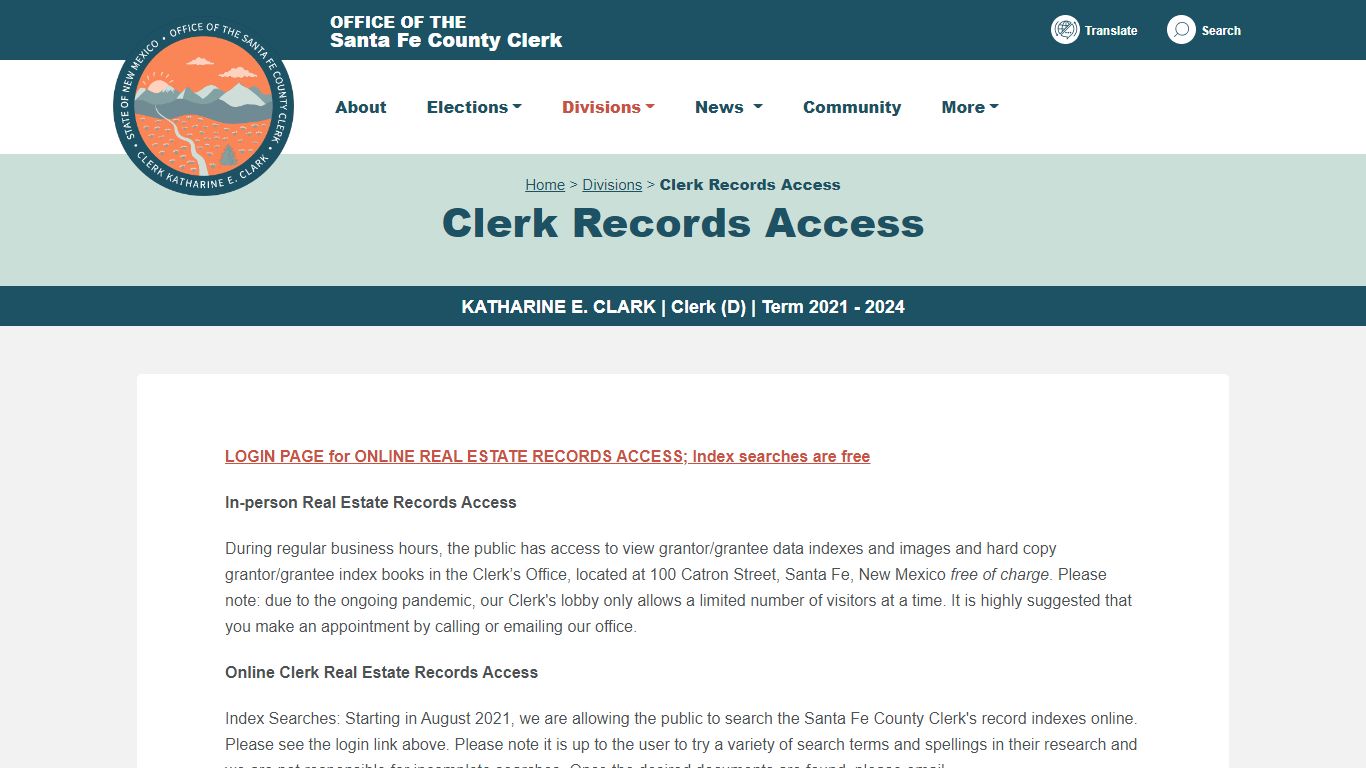 Clerk Records Access - Santa Fe County, New Mexico